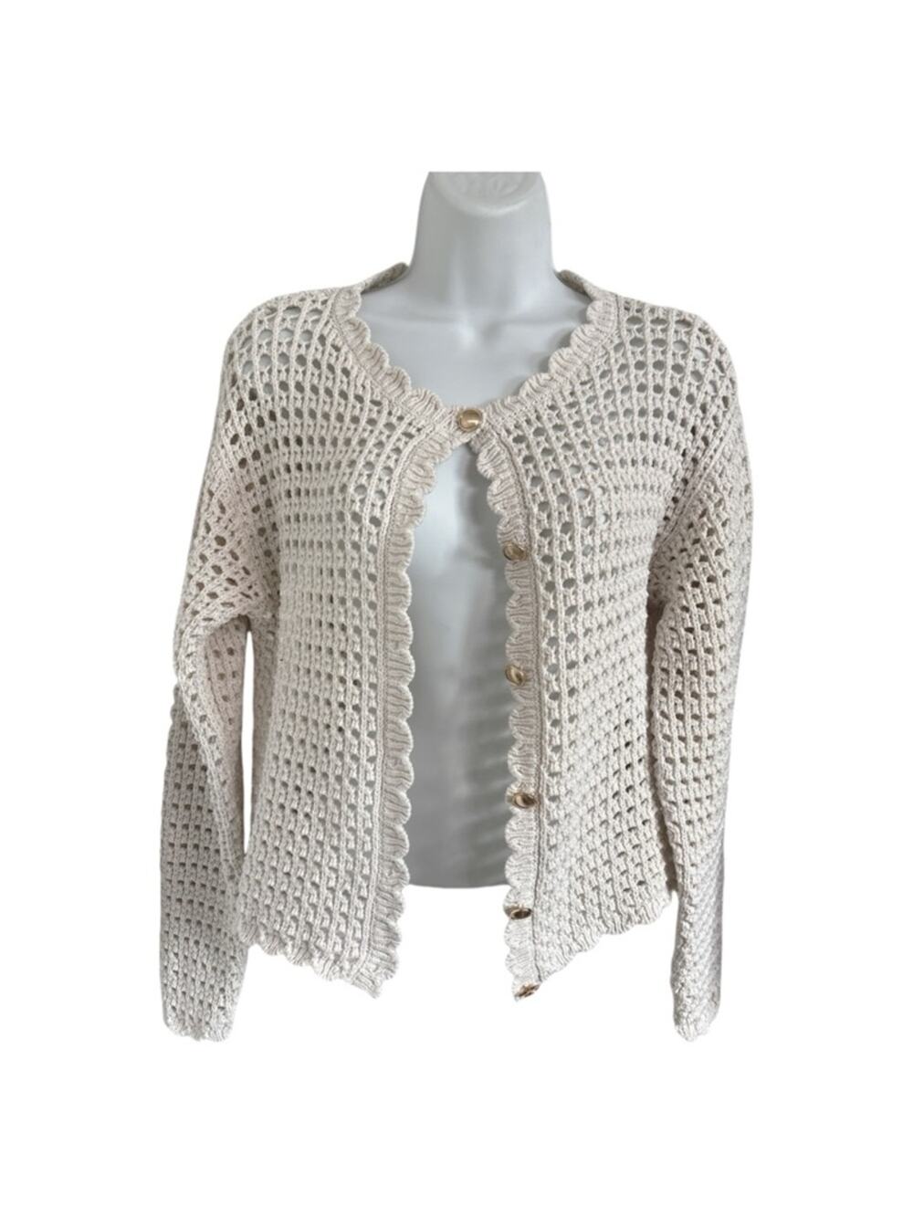 a new day Crochet Cardigan Cottagecore Shabby Chic Grandmacore Coastal Grandma M